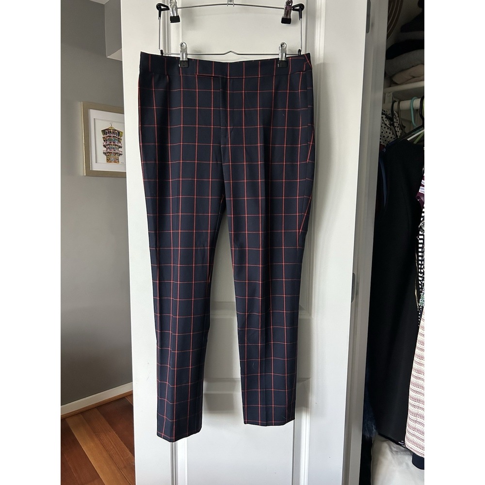 Lauren Ralph Lauren Navy Plaid Slim Leg Ankle Pants Women's Size 6